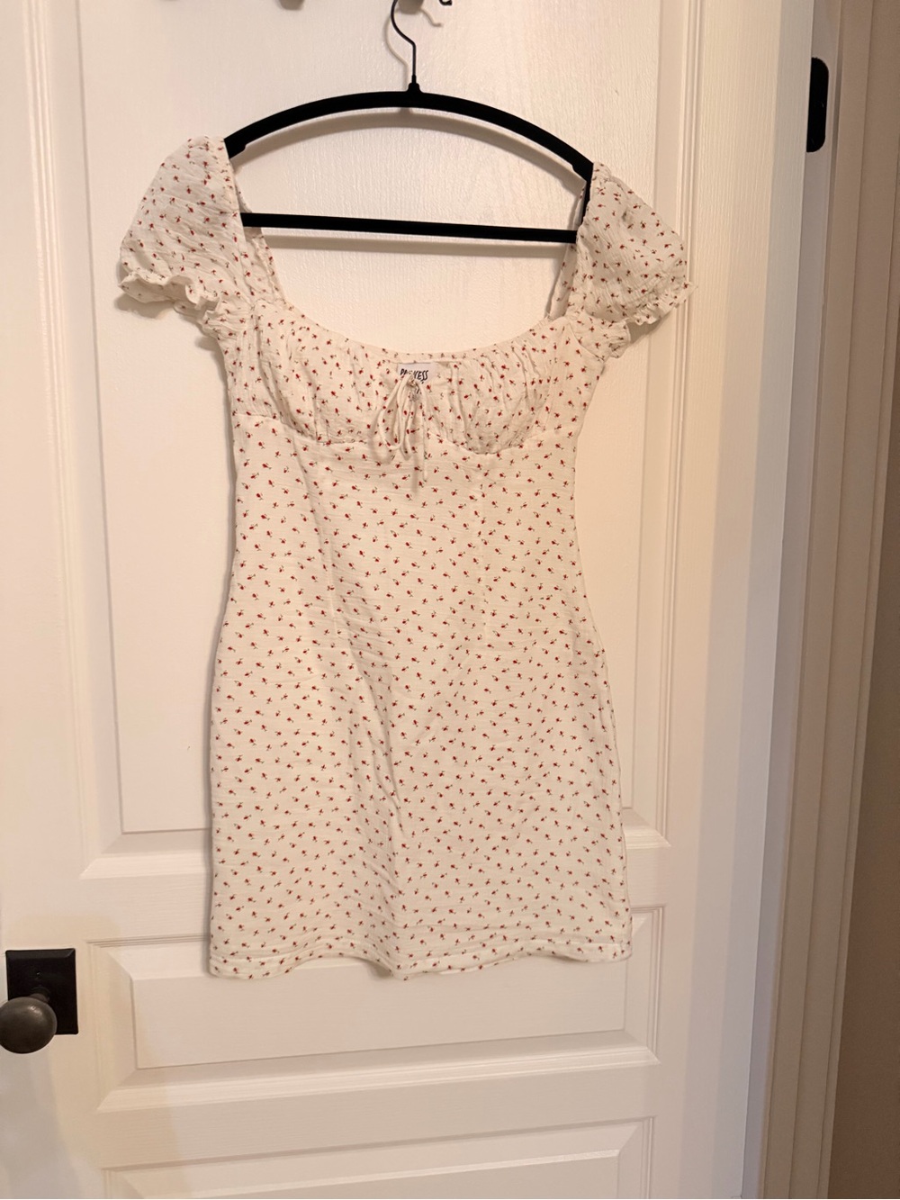 Princess Polly Cream Mini Dress with Red Roses Print